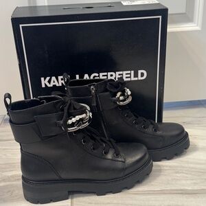 Karl Lagerfeld Maxi Chain Black Boots Size 8